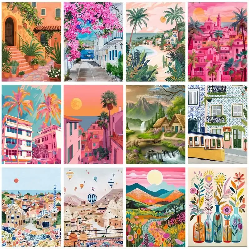 

GATYZTORY Full Square Diamond Painting Cartoon House Cross Stitch Kit Diamond Embroidery Sale Rhinestone Pictures Home Decoratio