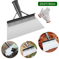 25/27/30cm Garden Shovel Heavy Duty Steel Multifunction Cleaning Spade Flat Shovel Sharp Planting Farm Weeding Tools with Gloves