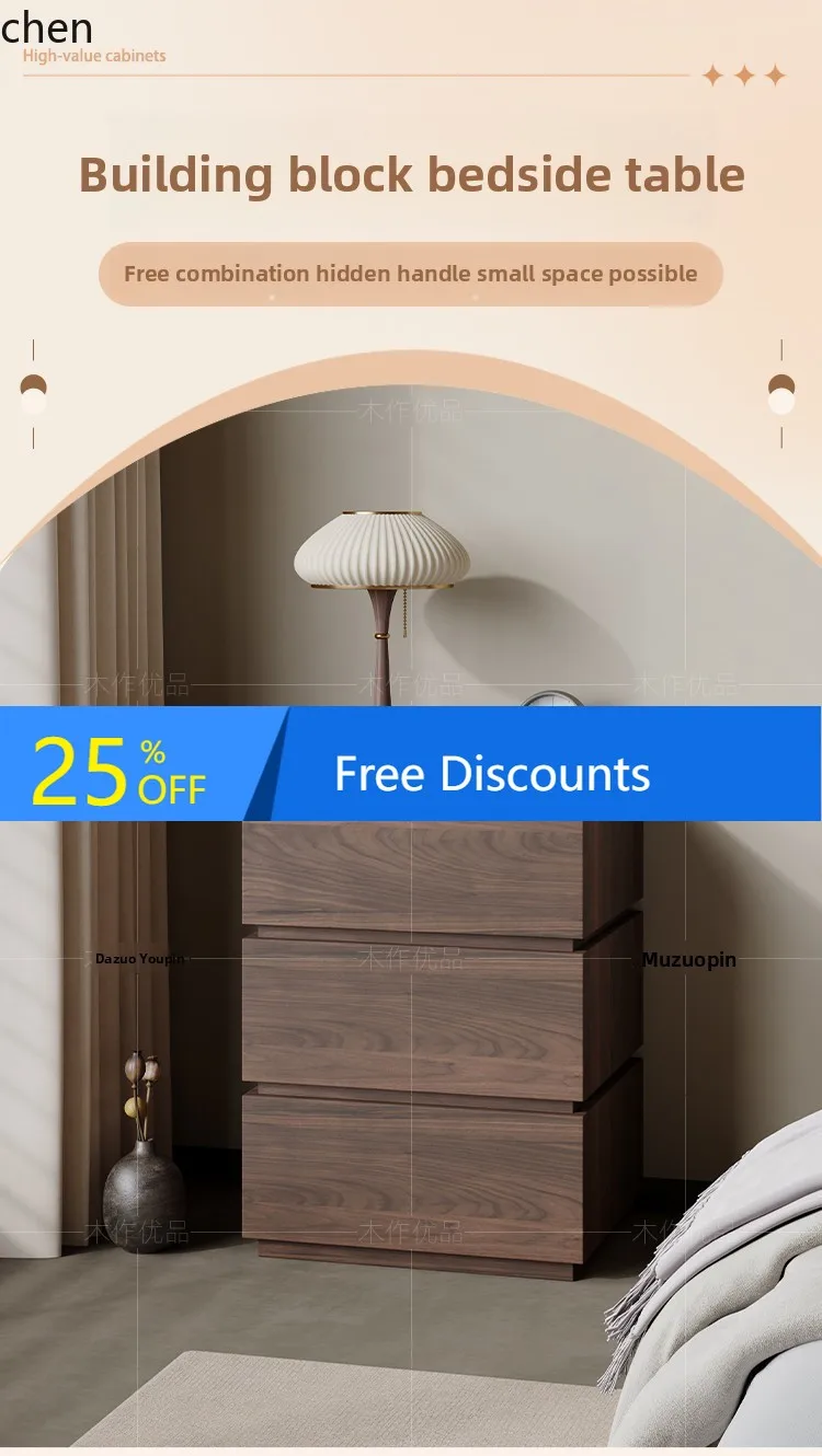 Bedroom Nightstand Storage Cabinet French Retro Modular Bedside Storage Cabinet Large and Small Bedside Cabinet