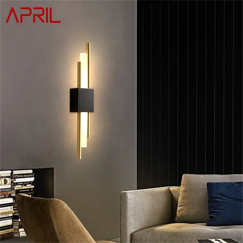 

APRIL Nordic Brass Wall Lamp Modern Sconces Simple Design LED Light Indoor For Home Decoration