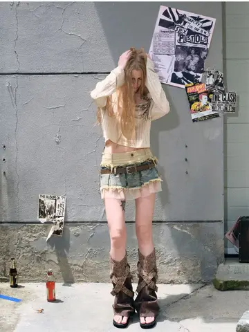 नई अमेरिकी रेट्रो मेष पैचवर्क डेनिम स्कर्ट महिला ग्रीष्मकालीन ऑल-मैच स्ट्रीटवियर Y2k फालदास पंक ग्रंज कपड़े 2000 के दशक हाराजुकु 10 best sales मिडी स्कर्ट y2k - №2