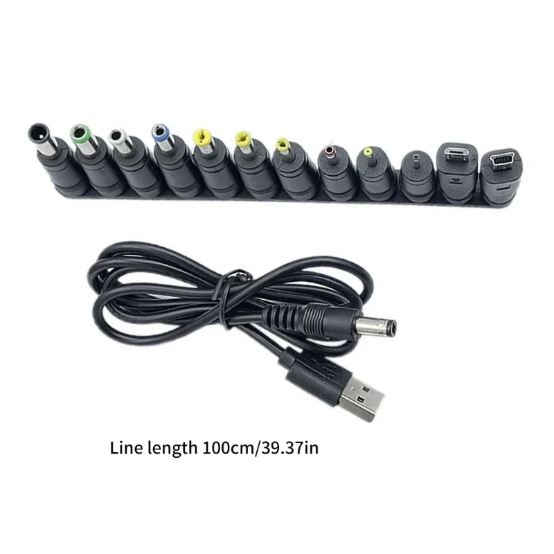 Универсальный шнур питания USB-5V DC5,5x2,1 мм, зарядный кабель с 12 сменными адаптерами Micro USB Mini USB