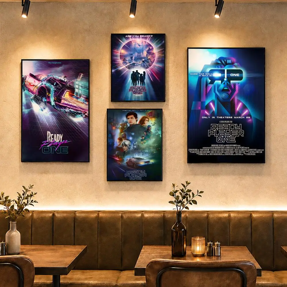 Sci-Fi Movie R-Ready Player OneS Poster Vintage Retro Anime Poster Stickers Peel and Stick Wall Art Home Decor