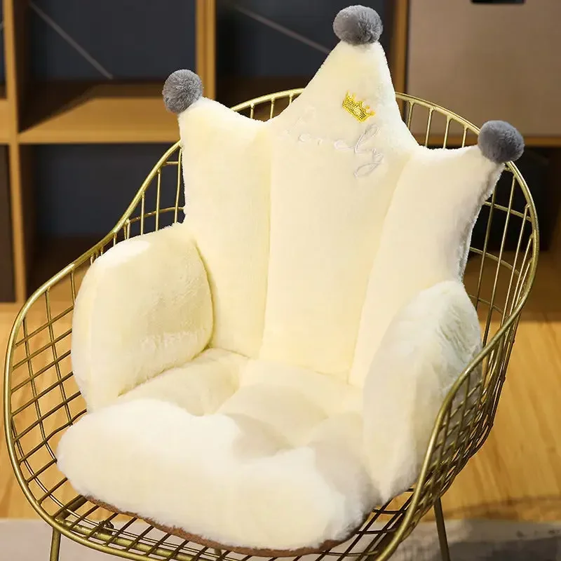 Crown Chair Cushion Plush Home  One Pieces Office Cushions Crowns Cute Lazy Sofa Warm Floor Seat Pad Perfect for Holiday