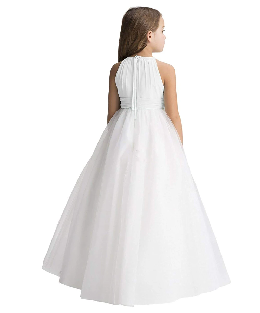 Princess Flower Girl Dresses Kids Cute Wedding Party Pageant First Girl Dresses Chiffon Sleeveless Little Bridesmaid Dress