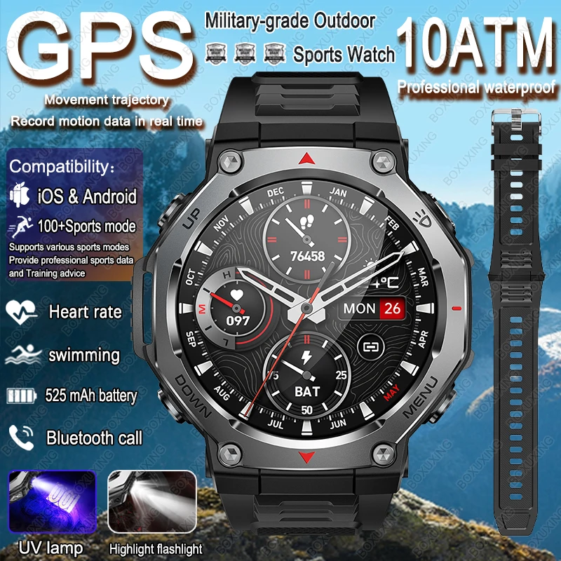 

Для Xiaomi военные умные часы T-Rex 3 GPS трек движения 5ATM водонепроницаемые AMOLED Bluetooth вызов 100 + спортивные умные часы с пульсометром