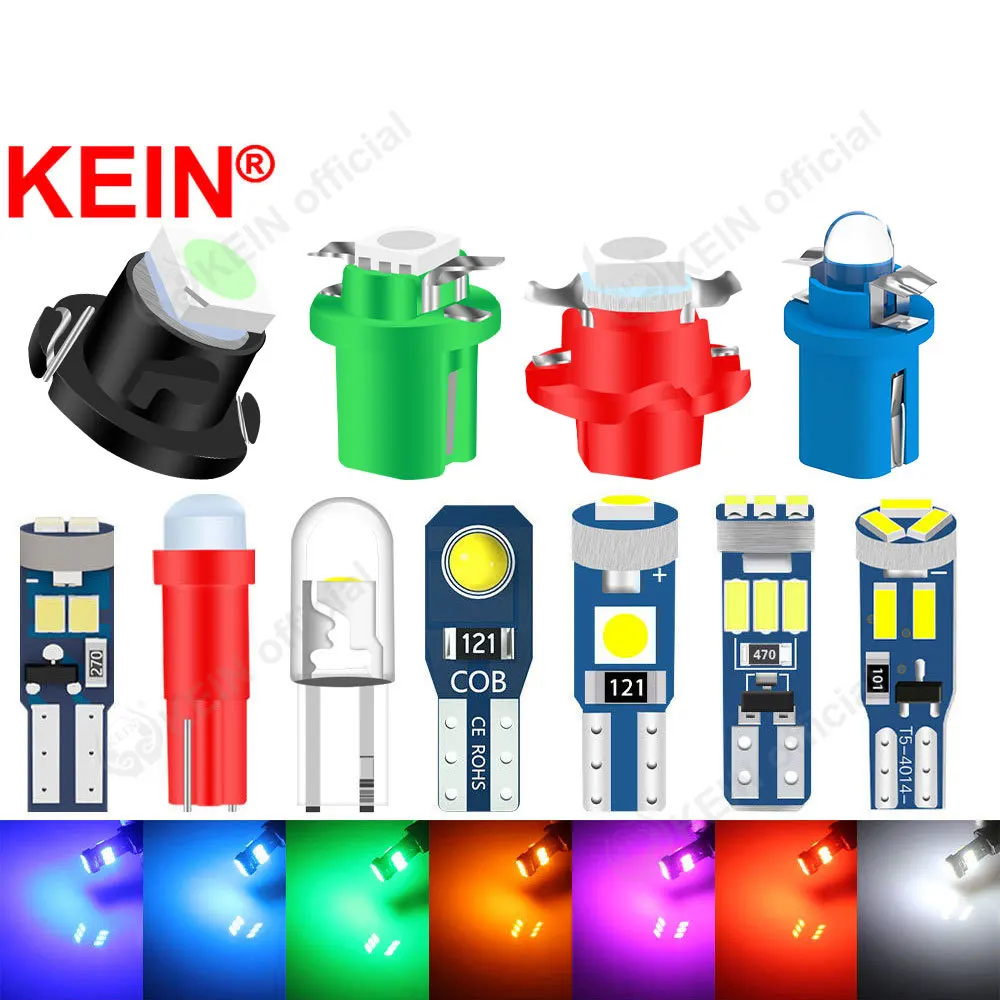 KEIN 20PCS 12V 24V T5 T3 T4.2 T4.7 B8.5D B8.4 B8.4D B8.3 B8.5 T4 Led Bulb Instrument Dashboard Meter Warning Indicator Car Light