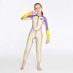 Children's 2MM Neoprene Wetsuit One-piece Long-sleeved Summer Diving Suit Sunscreen Cartoon Surfwear Swimsuit For Girls Swimwear