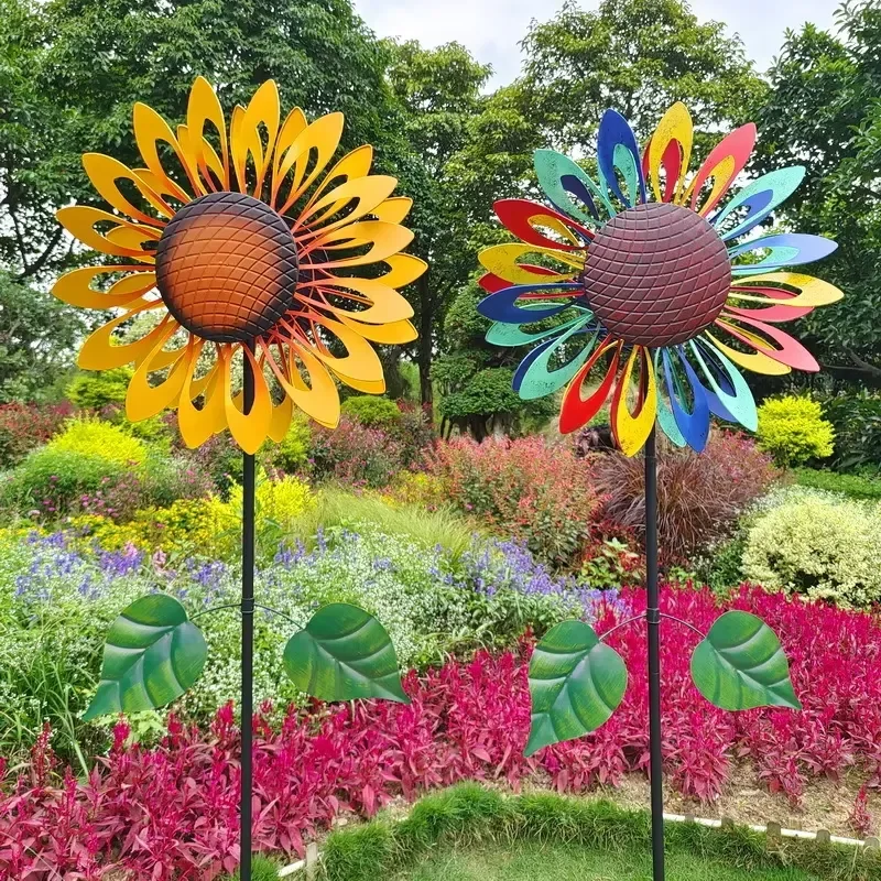 Wholesale Metal Wind Spinners Ornament Flower Garden Stake Dutch Wind Mill