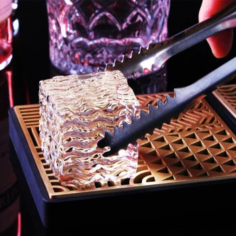 1Pc Ice Cube Design Plate Food Grade Brass Ice Stamp Mold Ice Printing Bar Bartender Whisky Pressing Stamping Square Tray