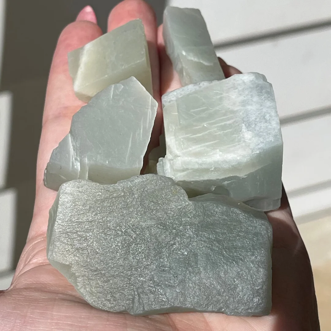 30g/120g/200g Green Moonstone High Quality RAW, Silky Sage Green Moonstone Rough, Raw Moonstone Collection Teaching Specimen