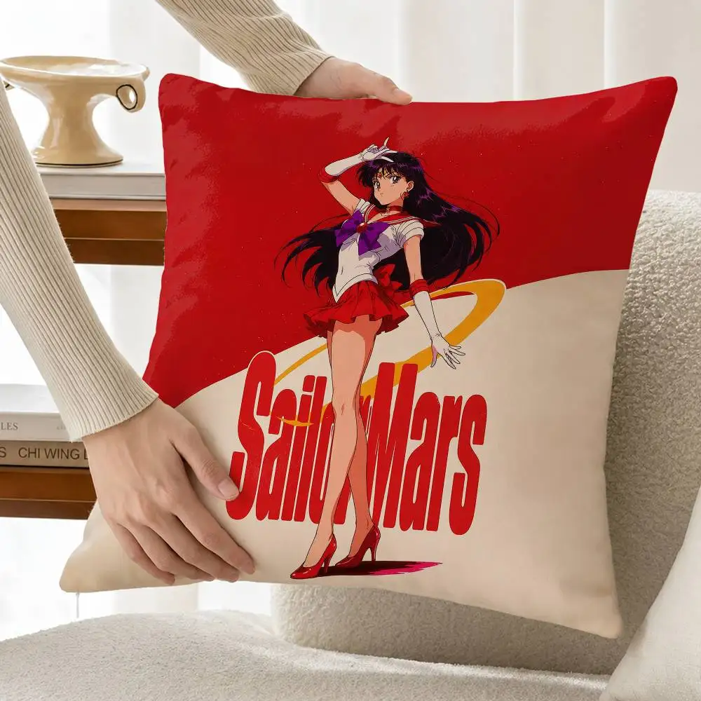 Magic Girl S-Sailor Mars R-Rei Hino Custom Double Sided Print Square Pillow Cushion Cover