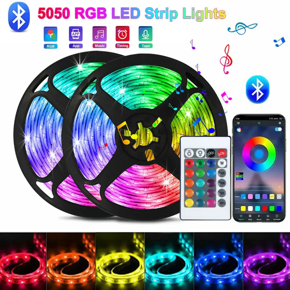 

Светодиодная Rgb лента для декора помещений, 5 В, 1-30 м, Smd 5050, Bluetooth, Wi-Fi, Alexa