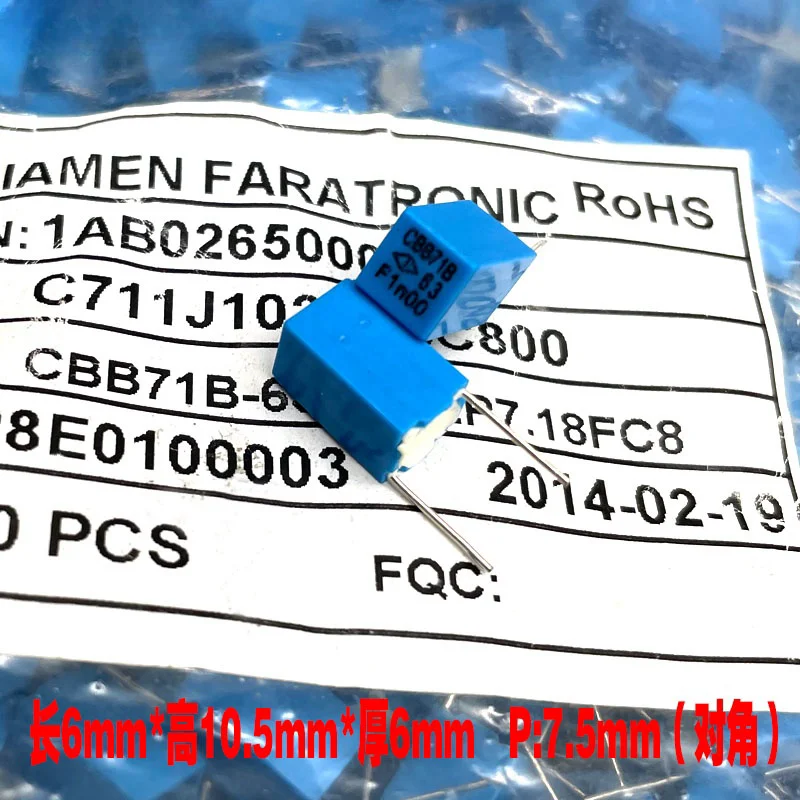 10PCS 102 1000pf 1nf 63v 100v F grade 1% high-precision audio film capacitor