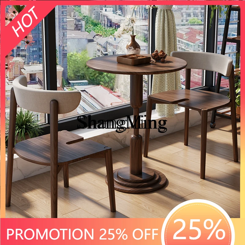 FG good-looking  Solid Wood Small Round Dining Table New Small Apartment Dining Table and Chairs Home Dining Table