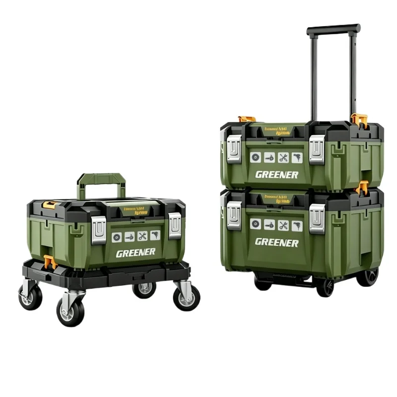Large Capacity Tool Case Double Layered Tool Storage Box Widening Stackable Hardware Organize Box Portable Electrician Suitcase