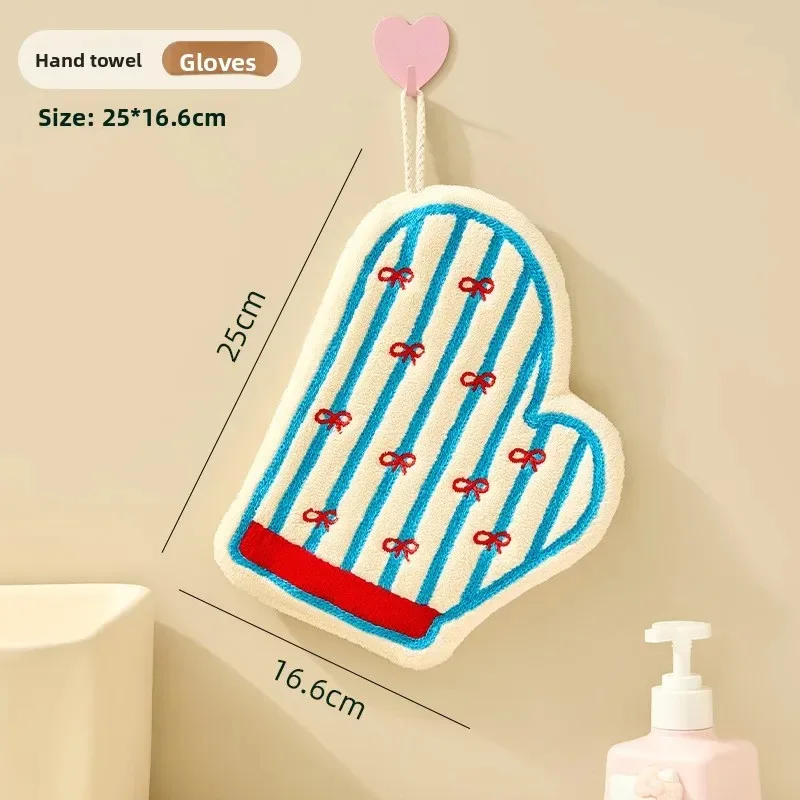 Coral Fleece Hand Towel Kitchen Bathroom Lantern Handkerchief Hangable