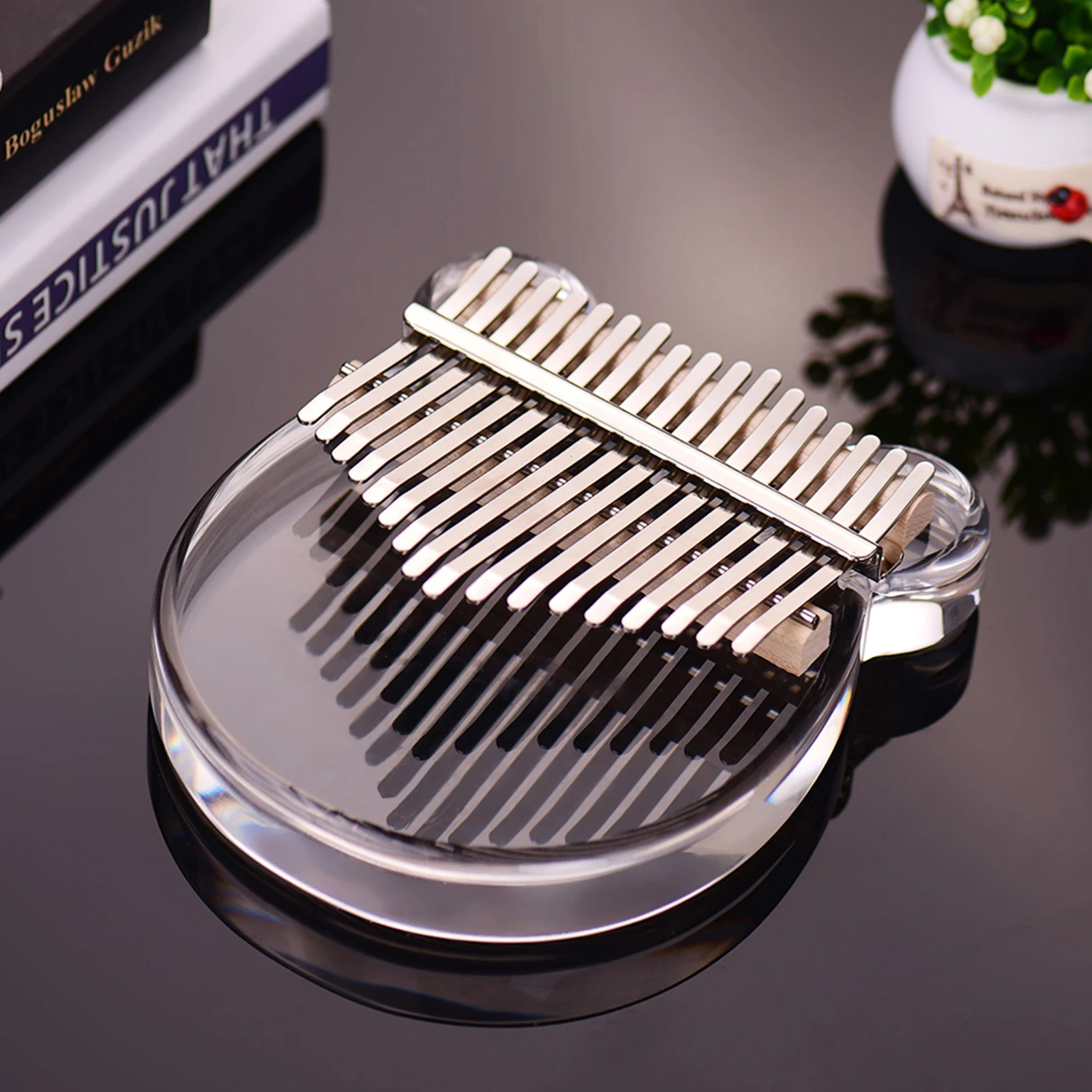 

Muslady 17-Key Kalimba Thumb Piano Transparent Acrylic Material with Carry Bag Musical Note Sticker Tuning Hammer 17 key kalimba