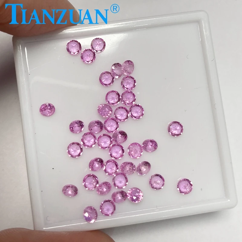 

Small Size Pink color Lab Grown Sapphire Round Shape Synthetic Corundum Diamond Cut with Inculsions Stone Loose Sapphire