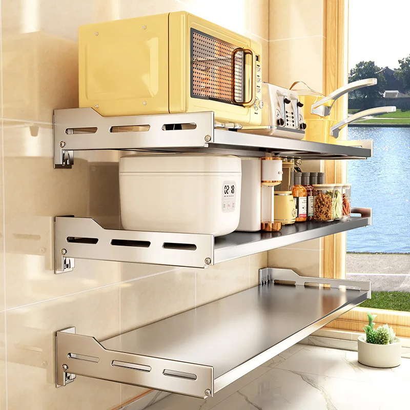 

Microwave Storage Rack, No-Drill Oven Rack, Home Wall-Mounted Organizer, Wall Storage Shelf for Kitchen Essentials