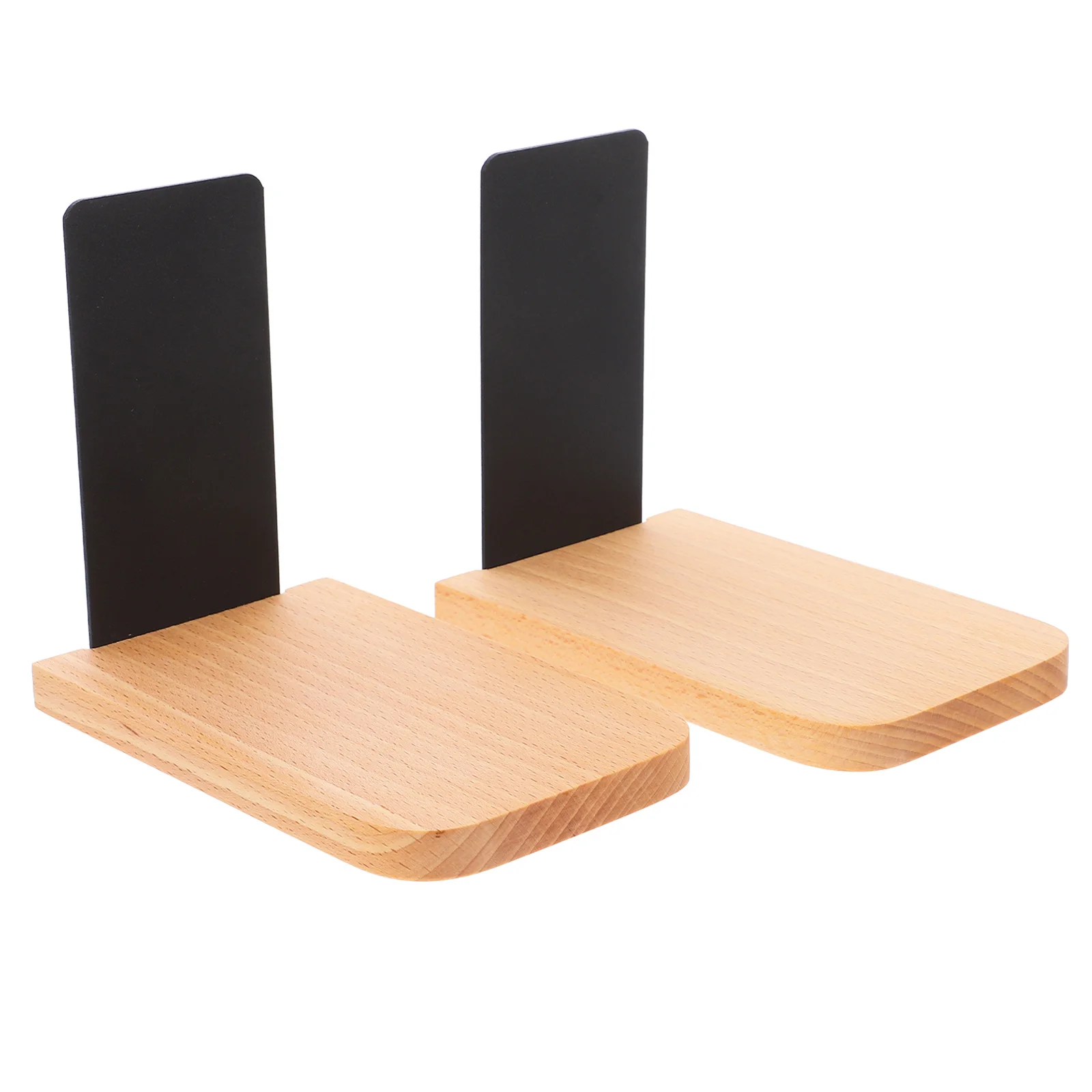 

2Pcs Wood Bookends Natural Finish Decorative Book Stopper Office Desk Shelf Organizer for Books Magazines Aesthetic Bookend
