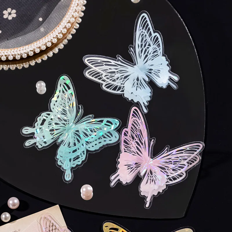 20 PCS/Pack Butterfly Island Vol.2 Series PET Stickers, Butterfly‑Themed Vibe Decor for DIY Journal Scrapbooking
