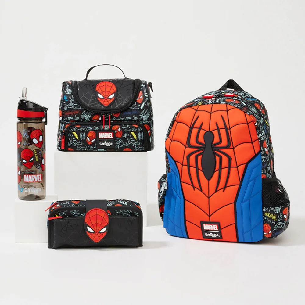 Marvel Spiderman Children Stationery Student School Bag Crossbody Lunch Bag Lunch Box Wallet Pencil Case Water Cup Birthday Gift