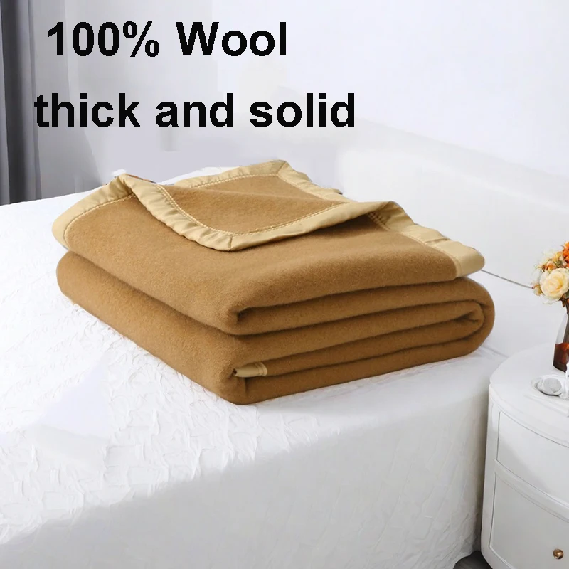 100% Wool Blankets 1.5*2/1.8*2/2*2.3m Fleece Blanket Sleeping Warm Comforter Blankets For Winter Adult Children Bedding Camping 4