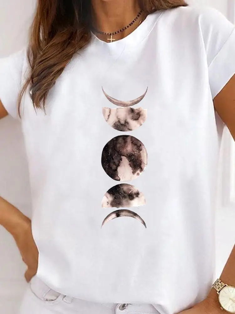 

Short Sleeve Moon Watercolor Vintage Women's Clothing Graphic Tee Clothes Summer Ladies Print T Fashion Female T-shirts