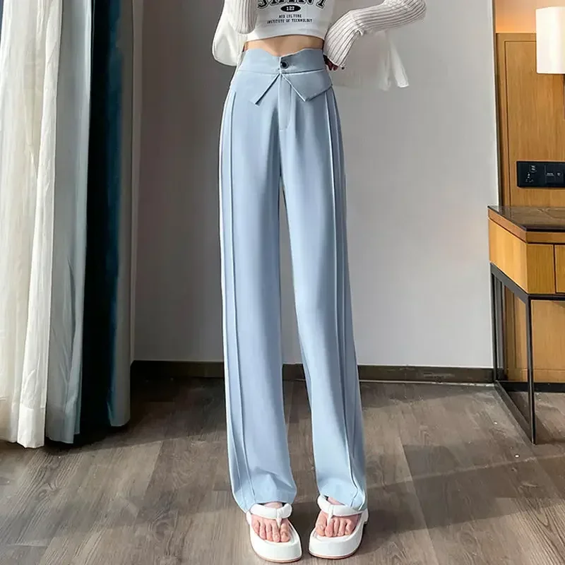 Pants for Womens Fluid High Waist Straight Leg Woman Trouser Aesthetic G Trends 2025 Quality One Size Xxl 90s Harajuku Slacks