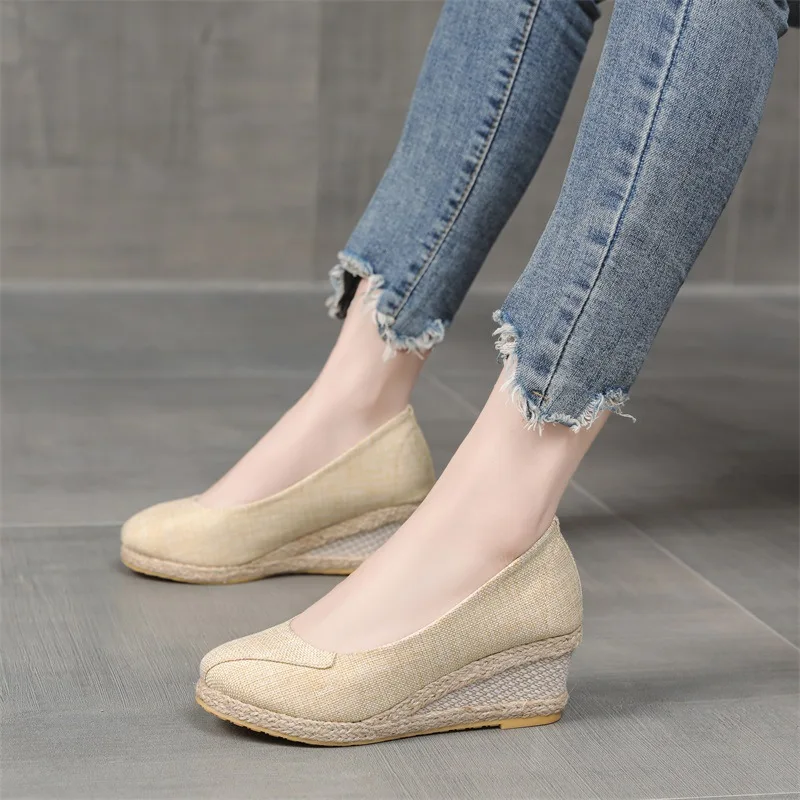 Loafers Wedges Espadrilles Woman Pumps Casual Slip-on Shoes Women Comfort Walk Elegant Heeled Shoes Zapatos De Damas Elegantes