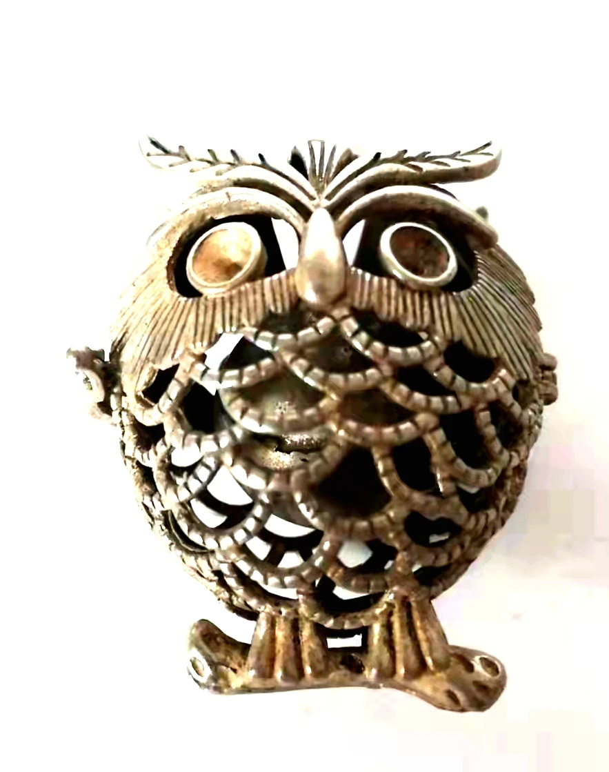 Collection Chinese Tibet Silver handmade Lovely Owl Amulet necklace Pendant gift