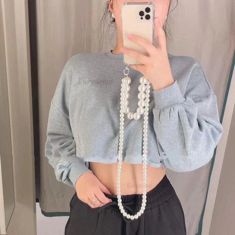 Etui z paskiem z pereł na iPhone'a 17 16 14 Pro Max 12 13 Mini 11 Pro X XS Max 15 Plus, bransoletki, smycz na szyję, miękka obudowa