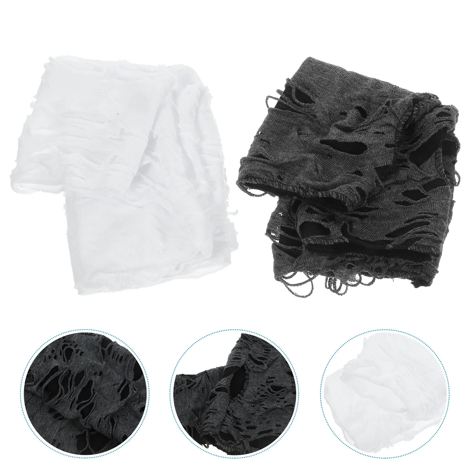 2Pairs Halloween Fingerless Gloves Ripped Polyester Punk Gothic Cosplay Party Gloves for Women Unique Costume Accessory