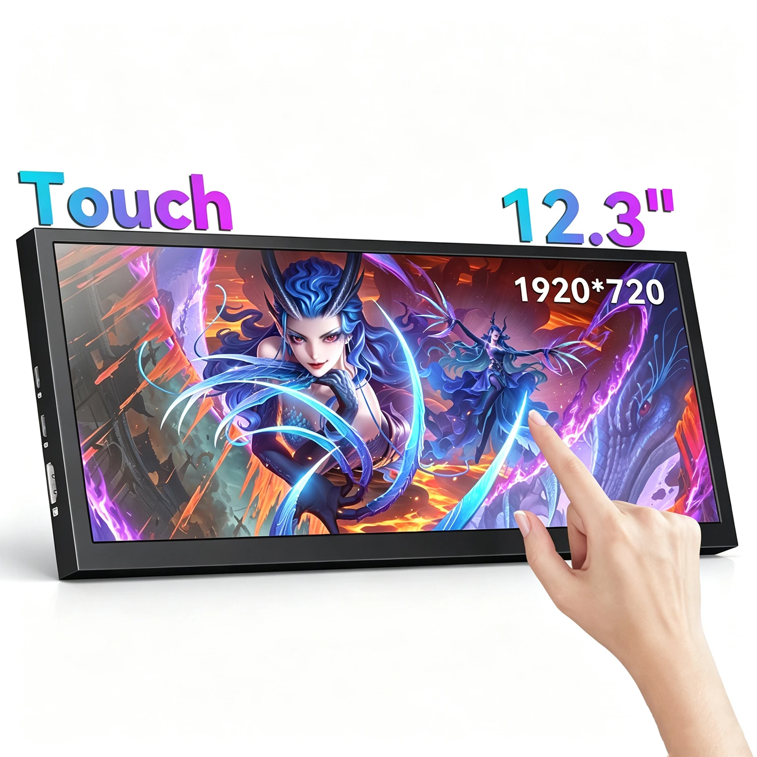 12.3-inch Portable Monitor Long Touch IPS Screen Type-C HDMI for Laptops PC Xbox PS5 Switch - Multimedia External Display