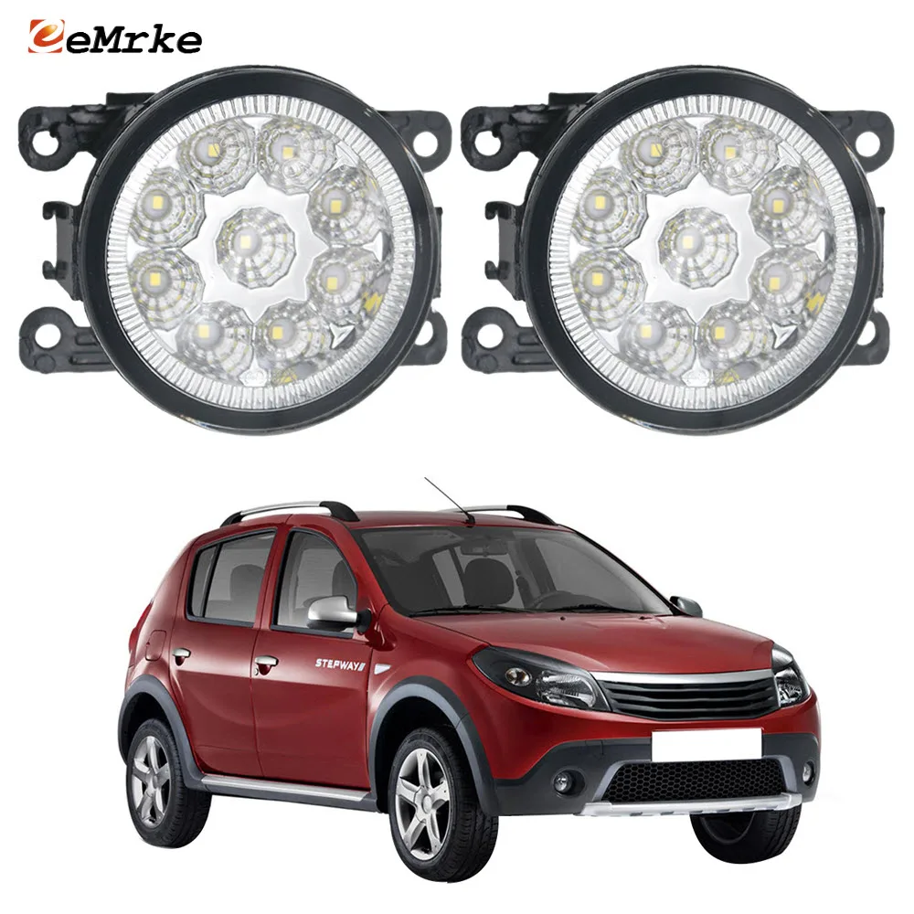 EEMRKE 2-PCS Car-Styling 9 Led Fog Lights for Renault Dacia Sandero / MCV Stepway BS_2007 2008 2009 2010 2011 2012 Fog Lamp DRL