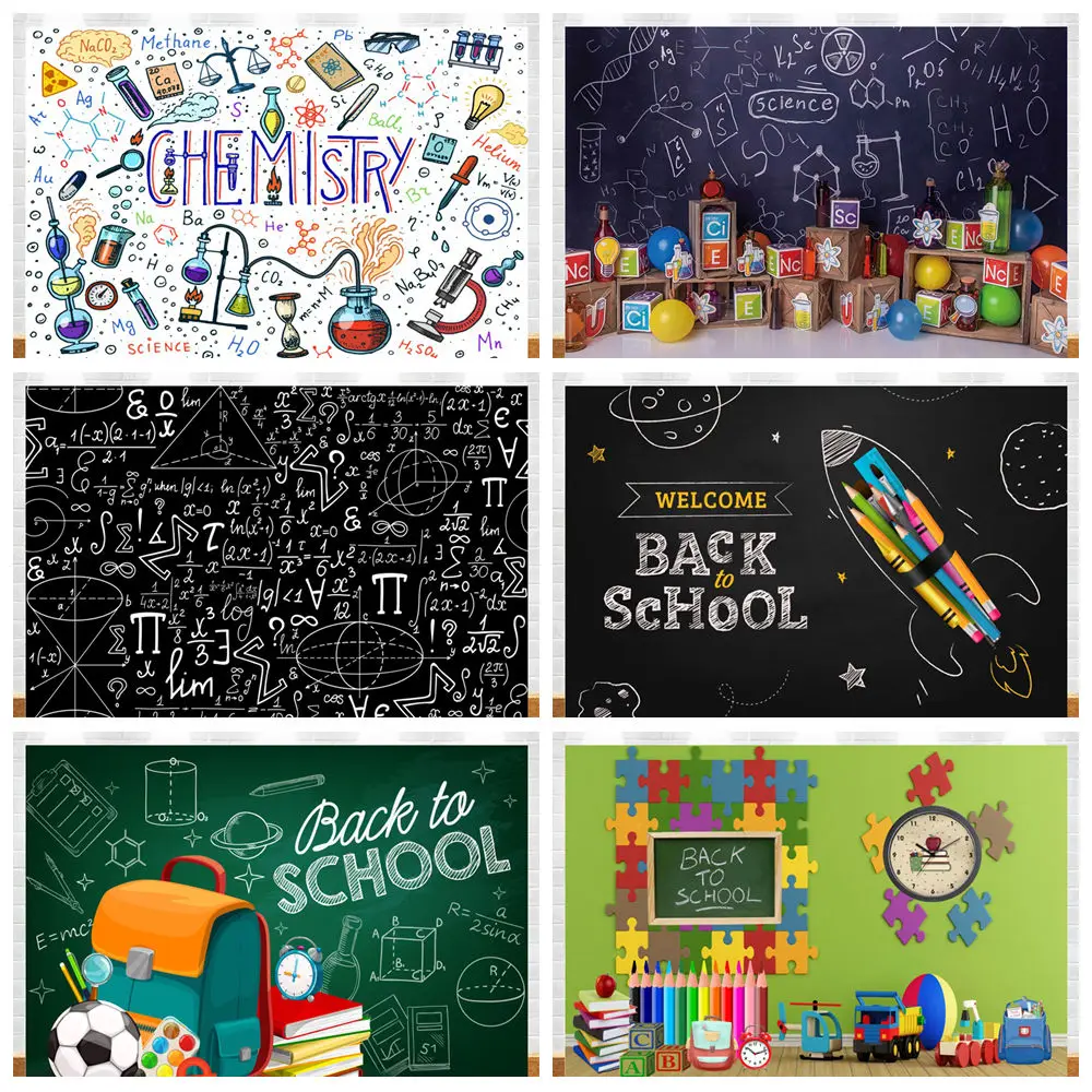 

Back to School Season Photography Backdrop Chalkboard Book Crayon Background Holiday Party Kid Portraits Cake Smash Photo