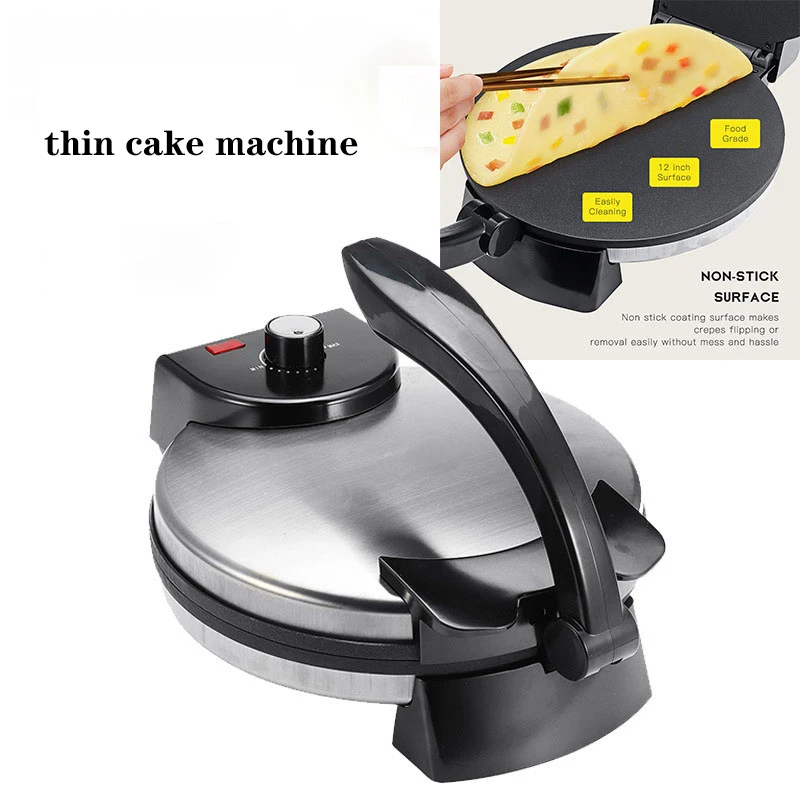 Aço inoxidável automático antiaderente Tortilla máquina rotativa, controle de temperatura Butto, Rotary Scones Machinery, 12 ", 2000W