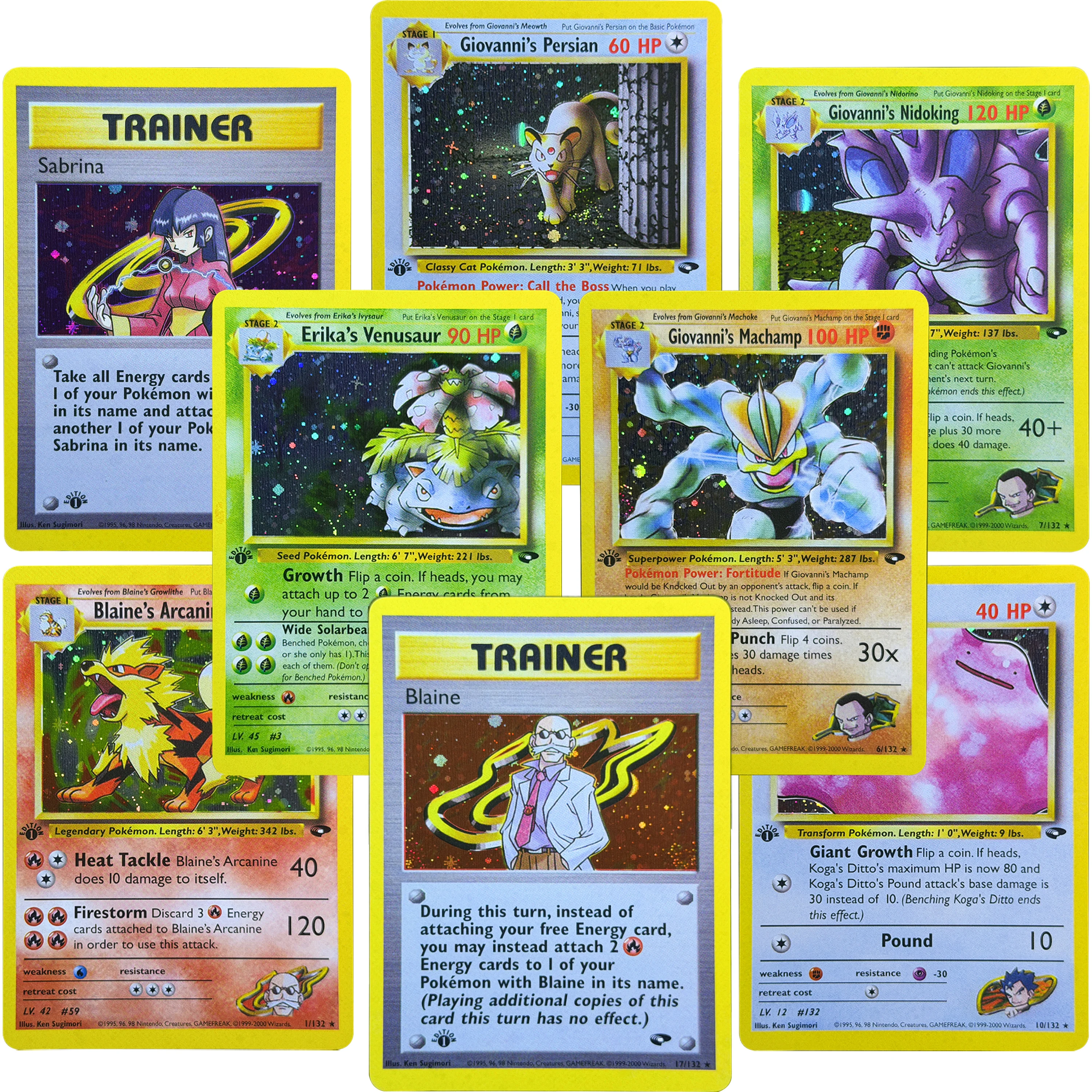 PTCG Gym Challenge 1st Edition Holo Foil Vintage Card Arcanine Charizard Blaine Gyarados Mewtwo Trainer Proxy Card