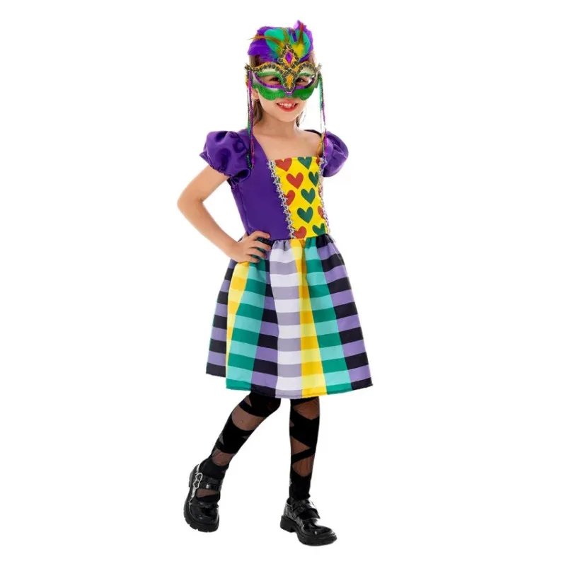 카니발 키즈 대비 공주 할로윈 코스프레 드레스 무대 쇼 소녀 의상 가면 무도회 파티 의상 마스크 dd45