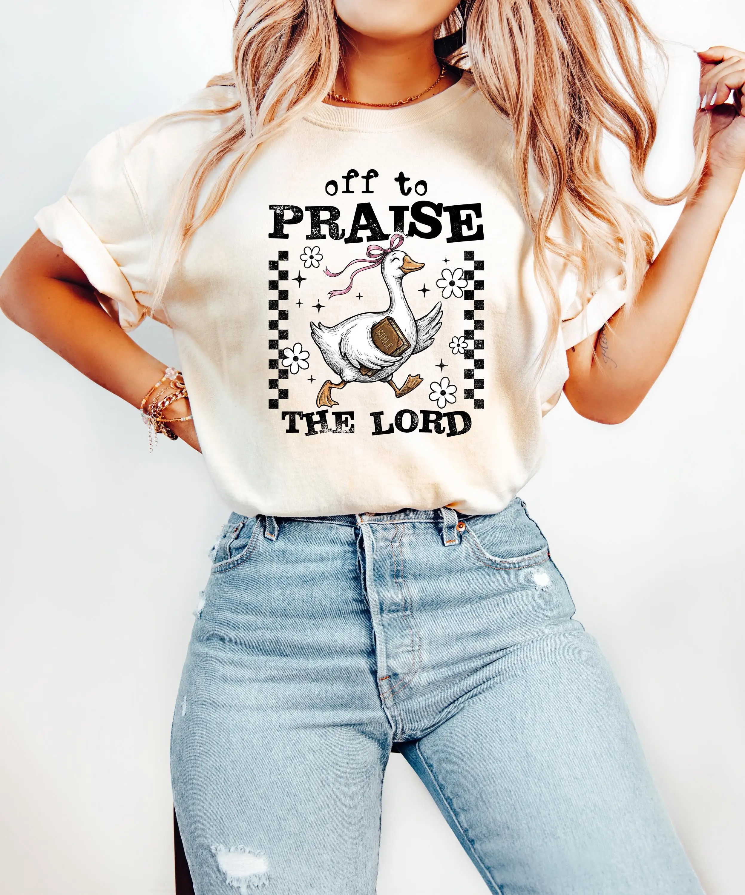 Off To Praise The Lord T-Shirt, Bible Verse Christian Shirt, Bible Verse Goose Tee, Trendy Church Outfit, Christianity T-Shirt