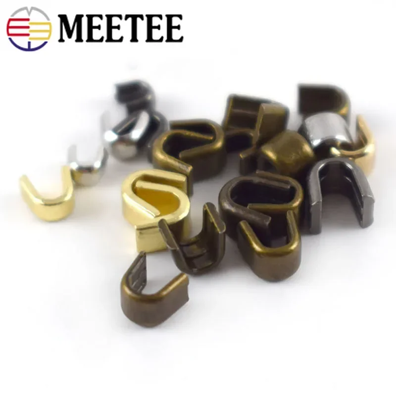 Meetee 20pcs Brass U Style Zipper Stopper Non-slip for 3# 5# 8# 10# For Metal Nylon Resin Zippers Repair Crafts Accessory ZA212