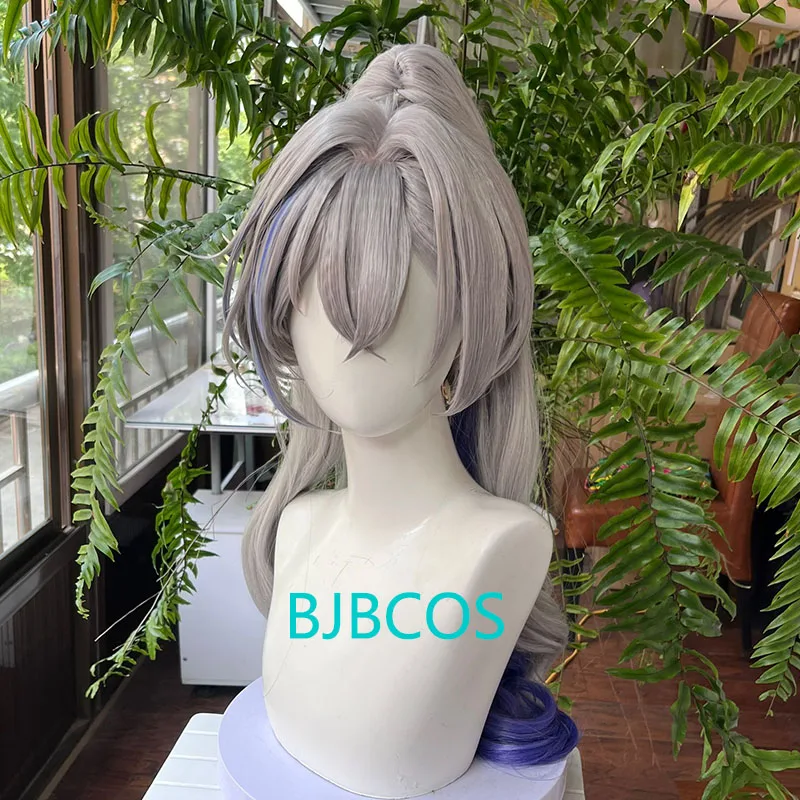 

[Styled] HSR Silver Wolf Cosplay Wig 50cm/88cm Long Silver Gray Purple Mixed Color Wigs Heat Resistant Synthetic Hair Halloween
