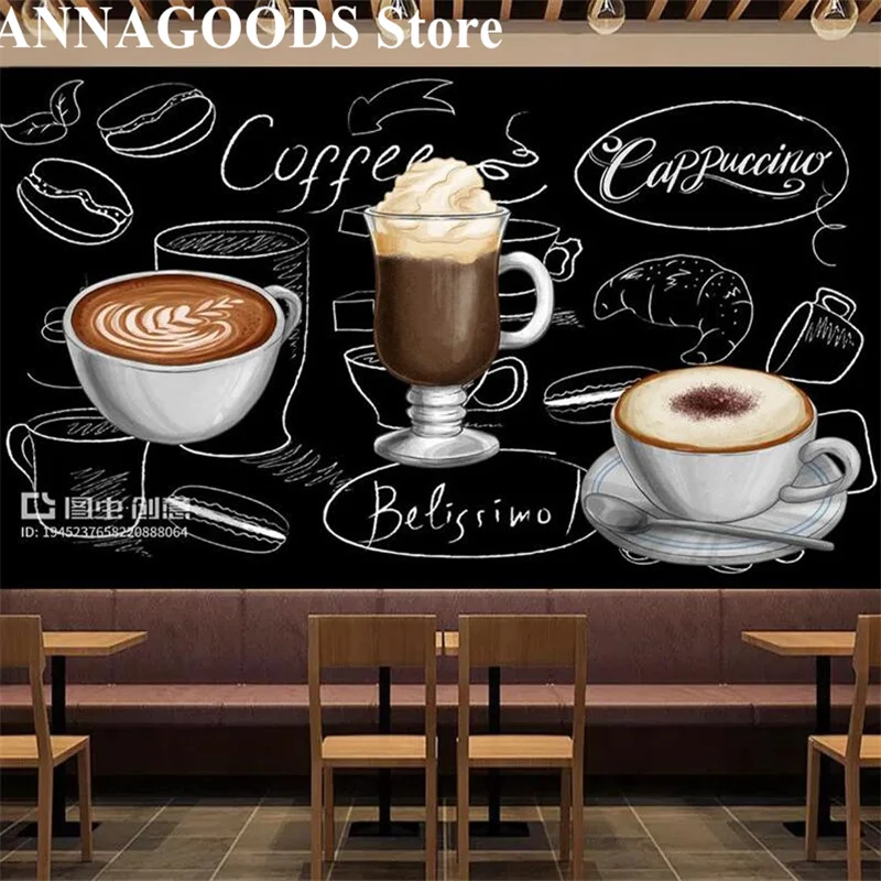 Custom Smooth and Mellow Coffee Blackboard Wallpaper Mural Cafe Bar Western Restaurant Backdrop 3d Self Adhesive Wall Paper 