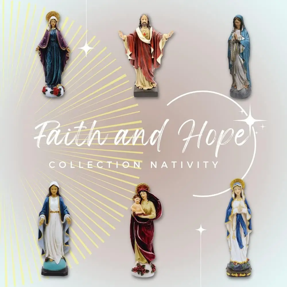 مجموعة ميلاد عيد الميلاد للأطفال يسوع والعائلة المقدسة، تماثيل بوليريسين مكونة من 11 قطعة مع ملاك