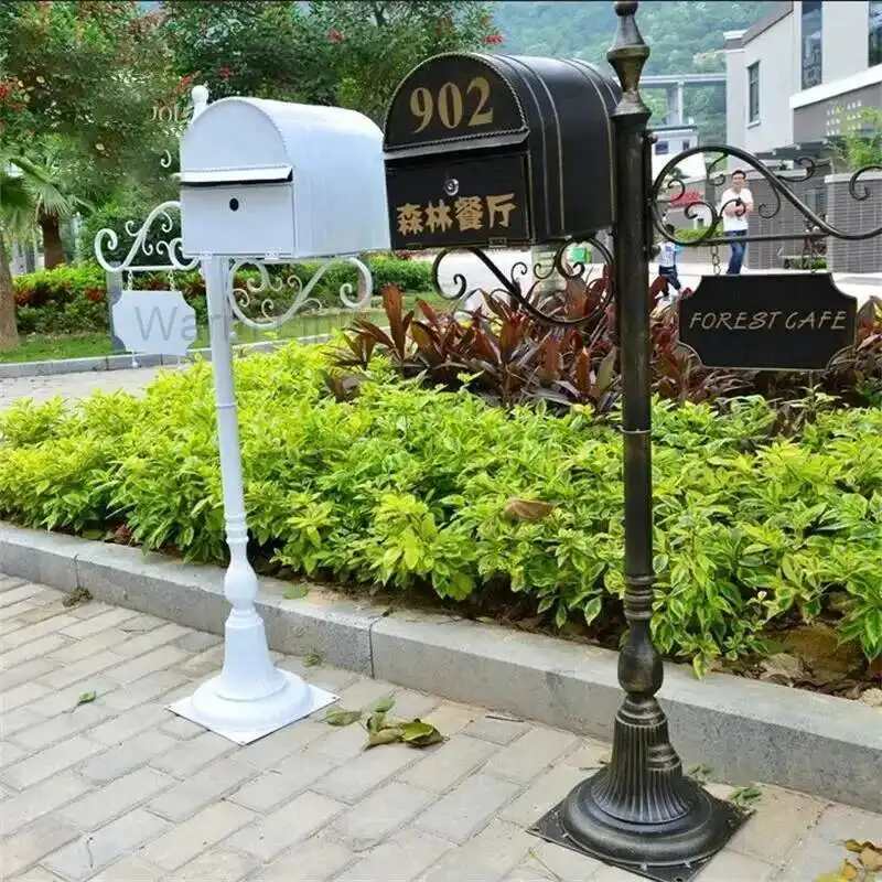 

Retro European Mailboxes Outdoor Villa Community Garden Letter Box Wrought Iron Outdoor Rainproof Inbox Outdoor Floor Mailbox