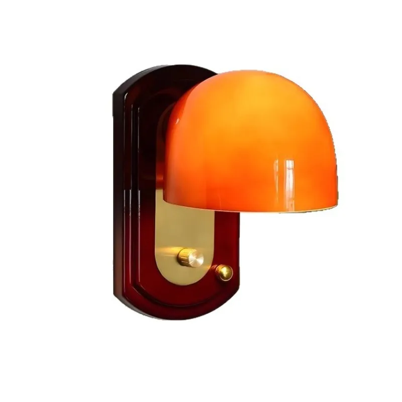 مصباح جداري زجاجي برتقالي، شرفة أمريكية قديمة بجانب السرير، مصباح جداري لمدخل الممر البسيط #1