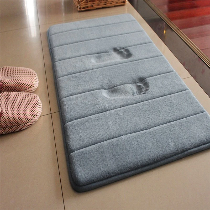 1PC 40x60cm Home Bath Mat Non-slip Bathroom Carpet Soft Coral Fleece Rug Mat kitchen Toilet Floor Decor