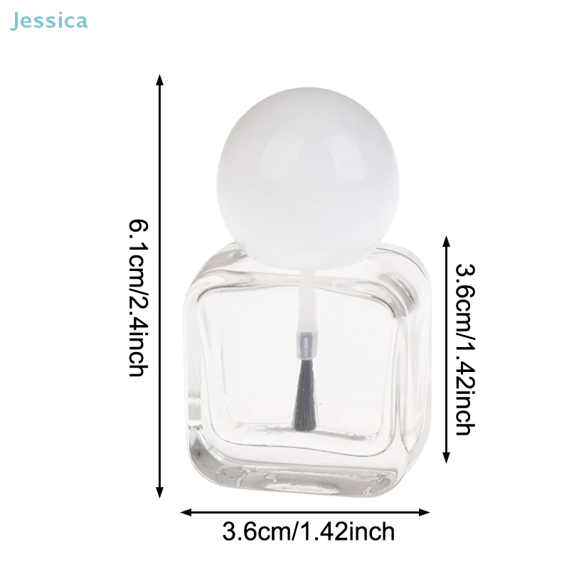 ♥10ml Transparent Empty Nail Polish Glass Bottle With Lid Brush Refillable