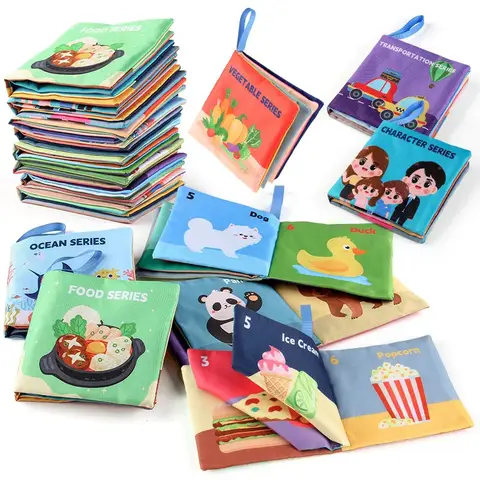 Cloth Book for Early Education Toys 4-page 8-sided English Palm Book Books for Kids Manga Book English for Child Kids